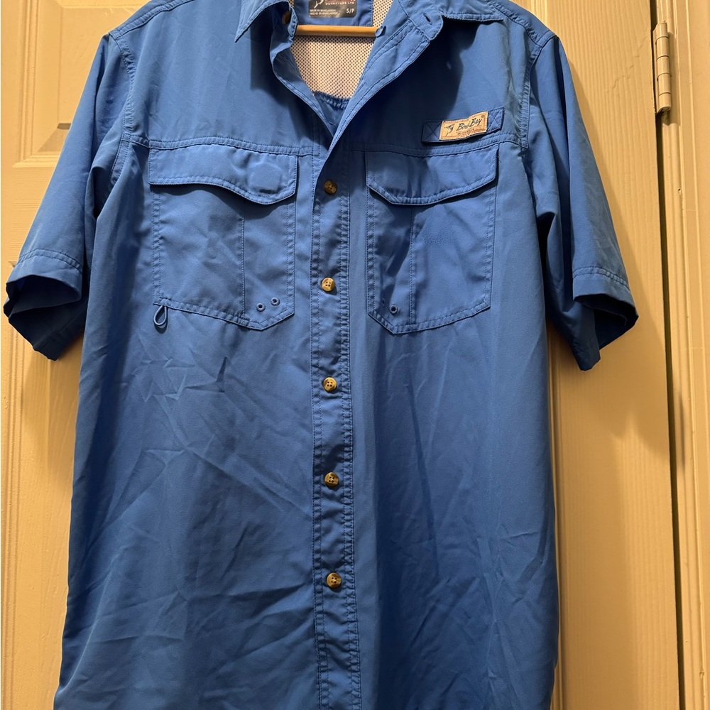 Blue Short Sleeve Button-Up Shirt